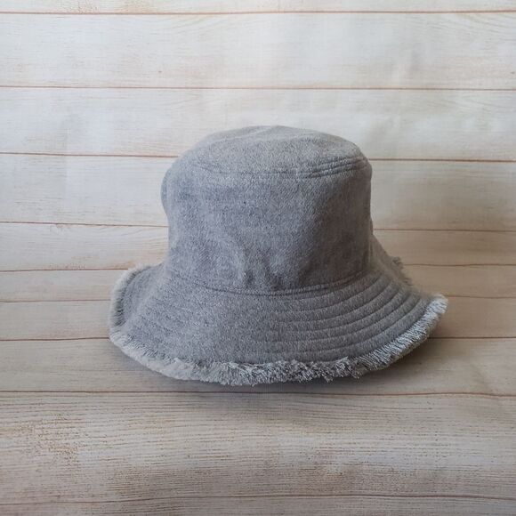 Hat Attack Frayed Edge Bucket Hat in Light Grey One Size Flannel main image 3